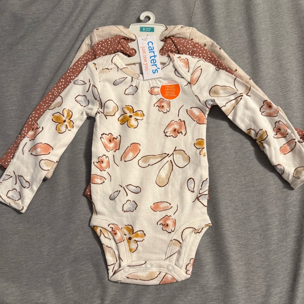 Carter's Floral and Dot Long Sleeve Bodysuits